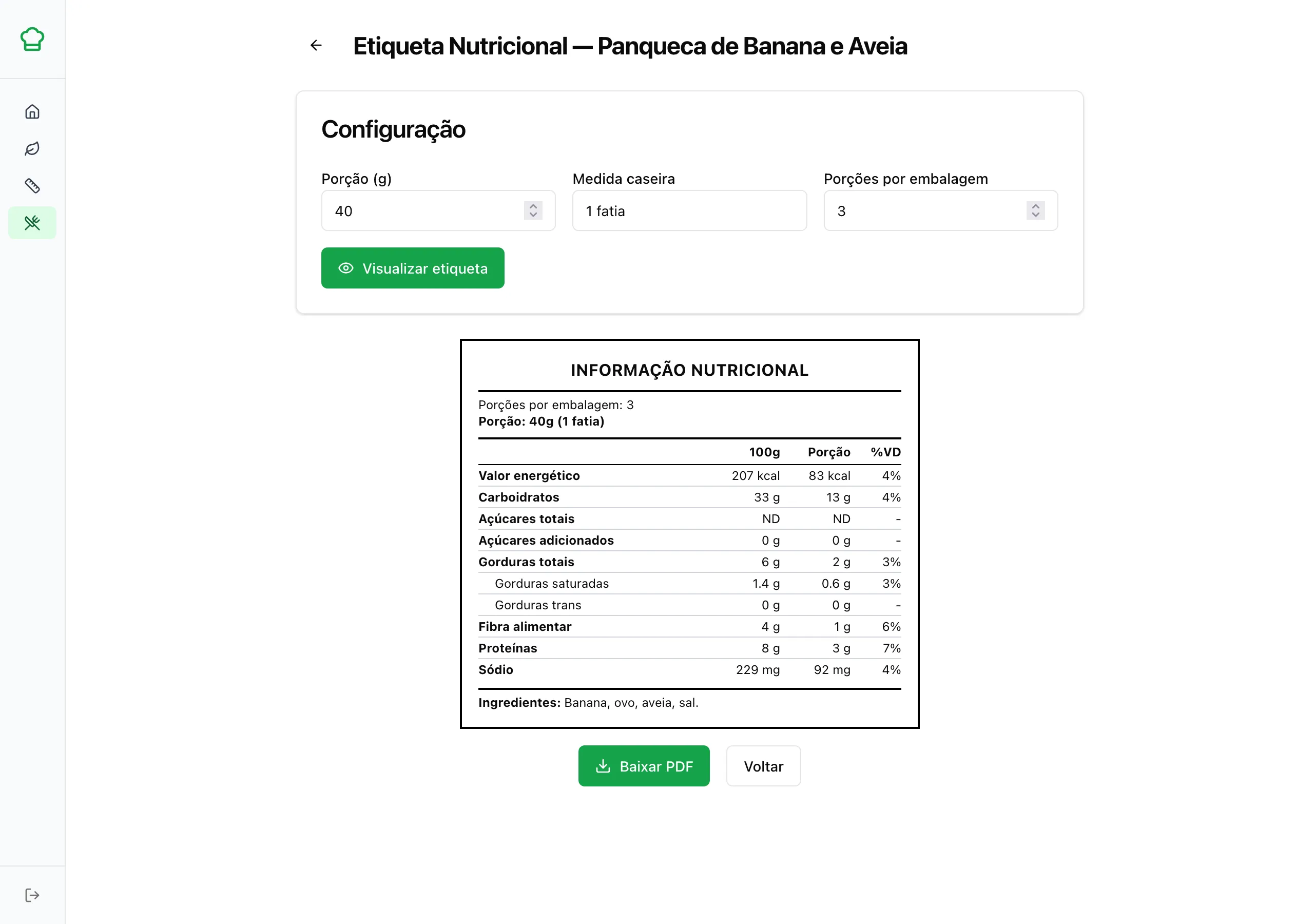 Etiqueta nutricional ANVISA